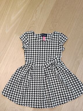The Children's Place Black and White Houndstooth Fit-and-Flare Dress